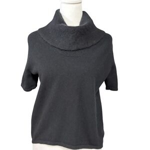 Design History‎ Sweater Womens XS Black Pure Cashmere Cowl Neck Short Sleeve Top